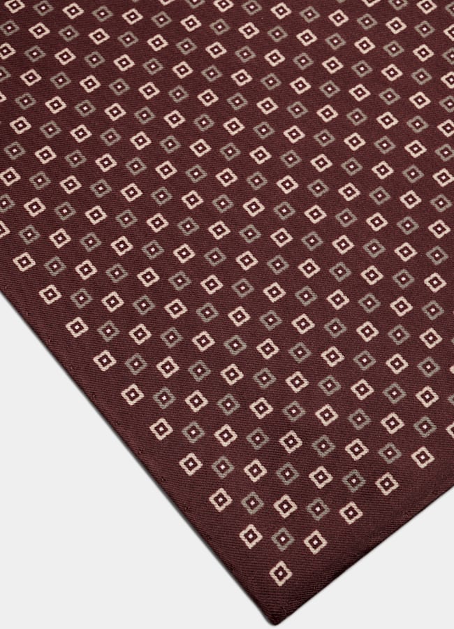 SUITSUPPLY Pure Silk by Canepa, Italy Brown Flower Pocket Square